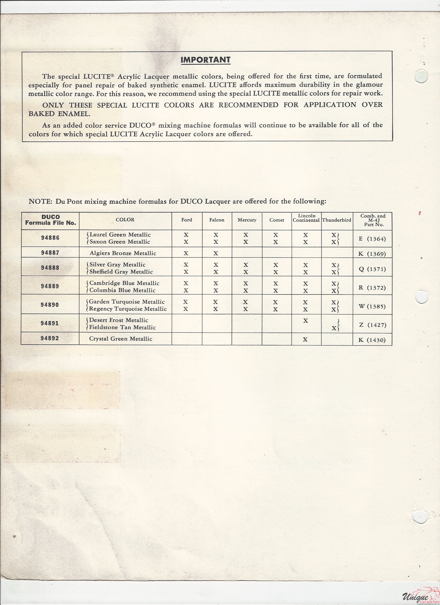 1961 Ford-4 Paint Charts